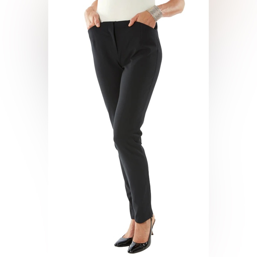 NINA MCLEMORE ACTIVE STRETCH NYLON PETITE RISE PANT Black Size 10